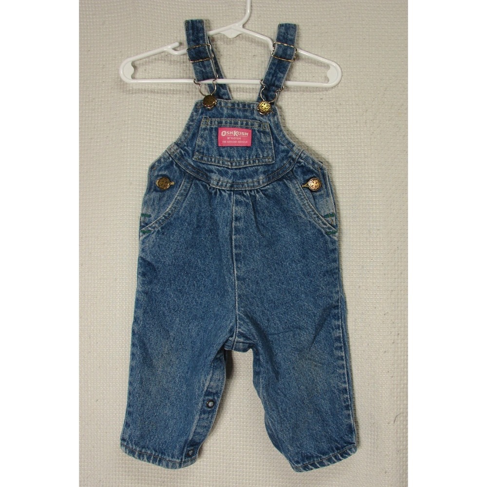 Vtg OshKosh Bgosh Vestbak Bubble Overalls Size 12 Months Baby Girl Made in Usa
